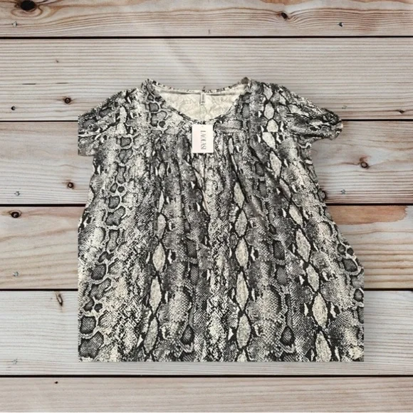 Snakeskin V-Neck Flowy Tunic Blouse - Picture 1 of 10